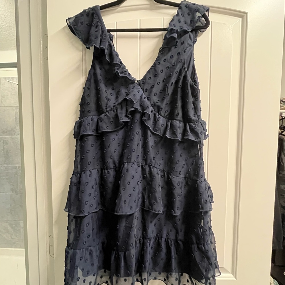Elegant Navy Ruffle Dress